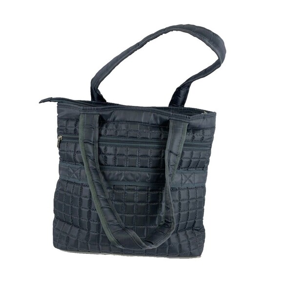 Lug Taxicab Tote Bag Gray Quilted Purse Zip Travel Pockets Large Purse Bag - Picture 2 of 16